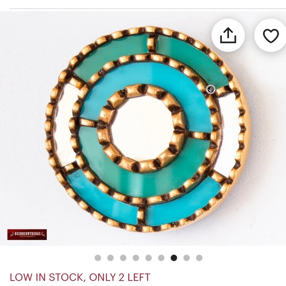 Accent Round Mirror, Turquoise Ornate Wall Mirror set "Lachay" - Picture 2 of 5